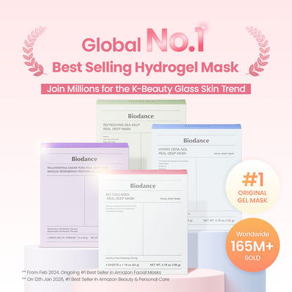 Bio-Collagen Hydrogel Face Mask Set – Overnight Hydrating Treatment, Pore Minimizing & Skin Plumping Formula, Korean-Inspired Skin Care, 4-Pack