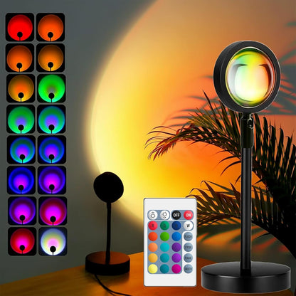 RGB Sunset Lamp Projector – 360° Rotating LED Mood Light for Bedroom & Home Decor