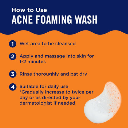 10% Benzoyl Peroxide Acne Foaming Wash, Maximum Strength, Daily Acne-Fighting Face and Body Cleanser, Face Wash to Clear, Treat and Prevent Acne Pimples and Stubborn Breakouts, 5.5 Oz Tube