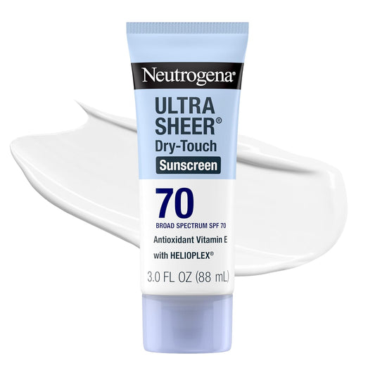 Ultra Sheer SPF 70 Sunscreen Lotion – Broad Spectrum UV Protection, Dry-Touch Matte Finish, Water Resistant, Oil-Free Formula, Travel Size 3 fl oz