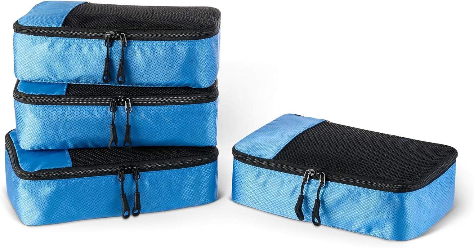 Travel Packing Cubes Set – 4 Piece Luggage Organizer Set (Blue)