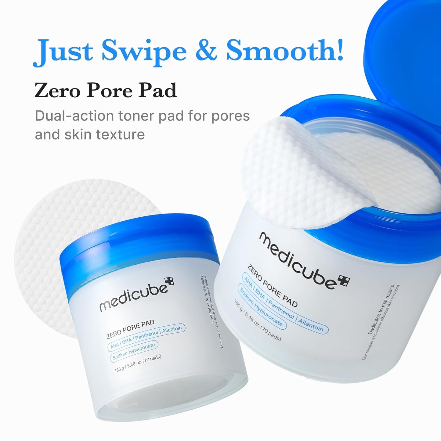 Zero Pore Exfoliating Toner Pads – Dual-Textured Facial Pads with AHA & BHA for Smoother Skin and Pore Care, 70 Count
