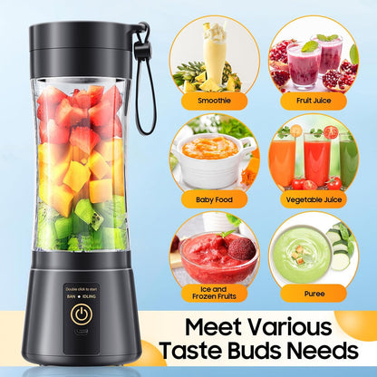 Portable Smoothie Blender Cup – USB Rechargeable 380ML,USB Portable Blender Cup – 6 Blade Smoothie Maker