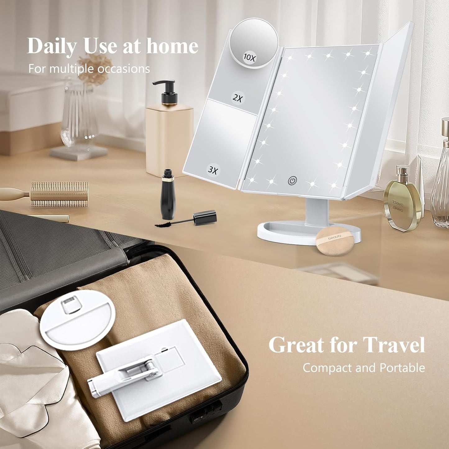 LED Vanity Makeup Mirror with Lights & Magnification