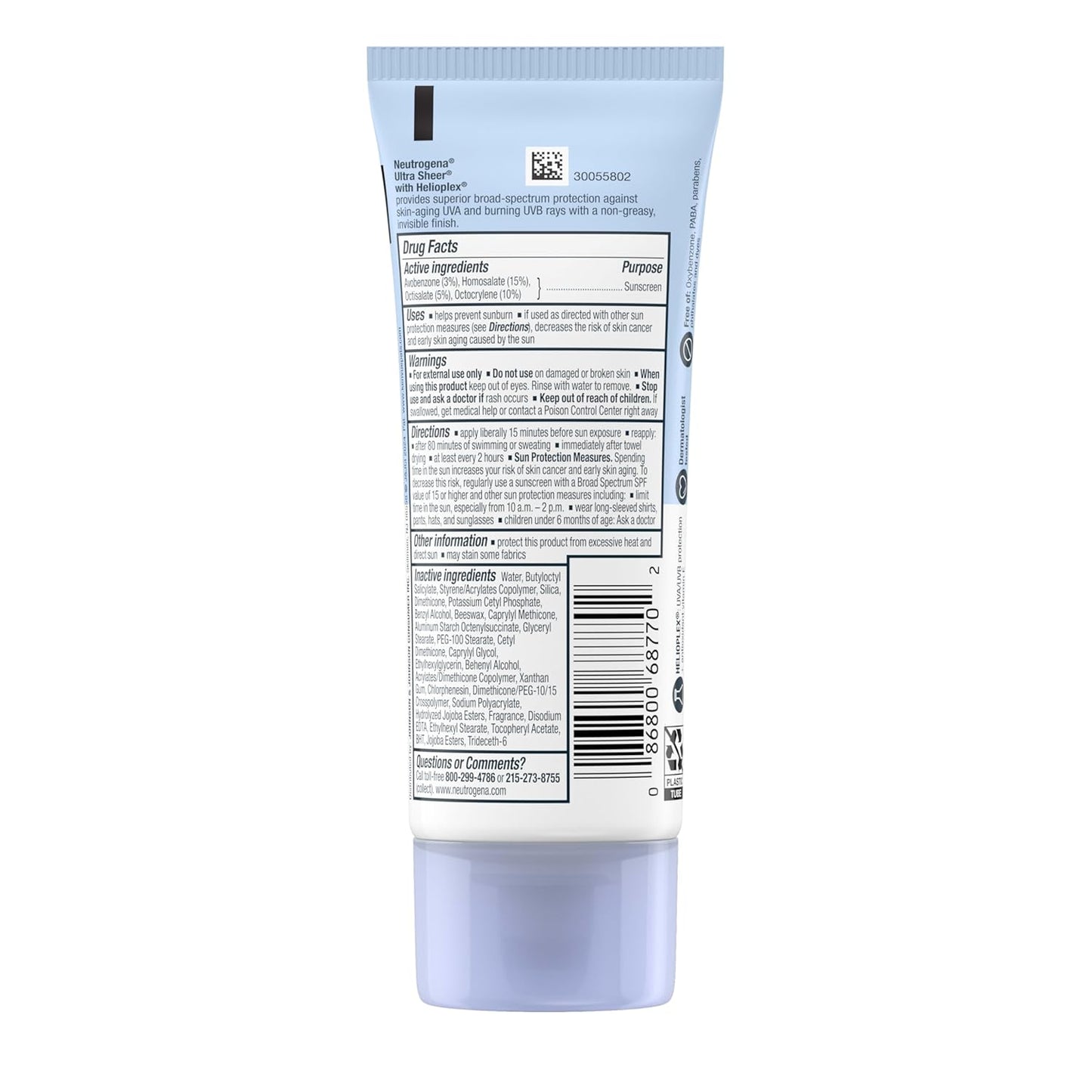 Ultra Sheer SPF 70 Sunscreen Lotion – Broad Spectrum UV Protection, Dry-Touch Matte Finish, Water Resistant, Oil-Free Formula, Travel Size 3 fl oz
