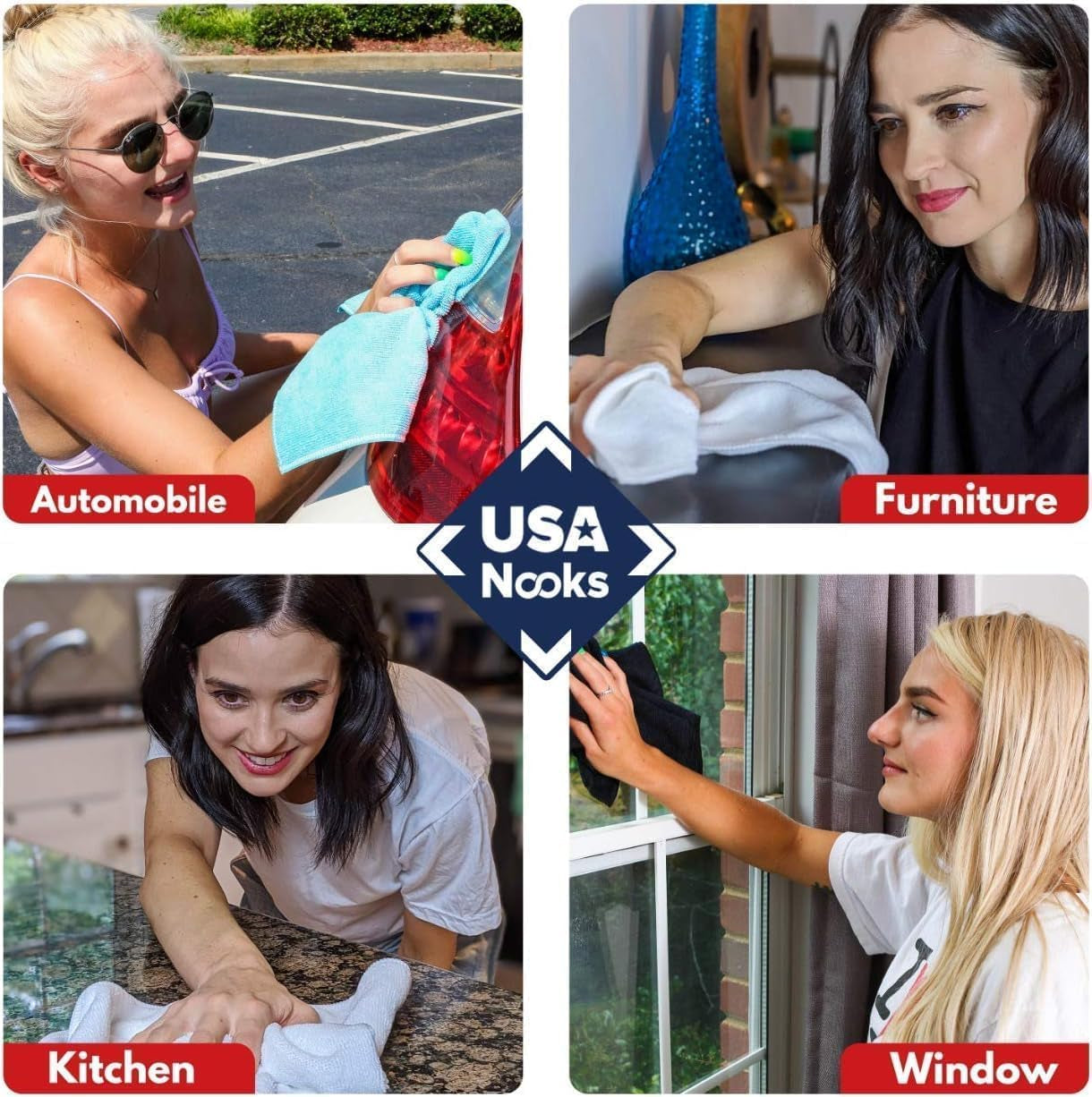 12-Pack Microfiber Cleaning Cloths - Ultra Absorbent, Streak-Free Shine, 1200 Washes - Perfect for Car Cleaning & Home Use!