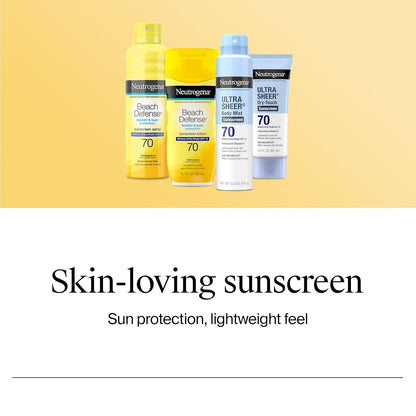 Ultra Sheer SPF 70 Sunscreen Lotion – Broad Spectrum UV Protection, Dry-Touch Matte Finish, Water Resistant, Oil-Free Formula, Travel Size 3 fl oz