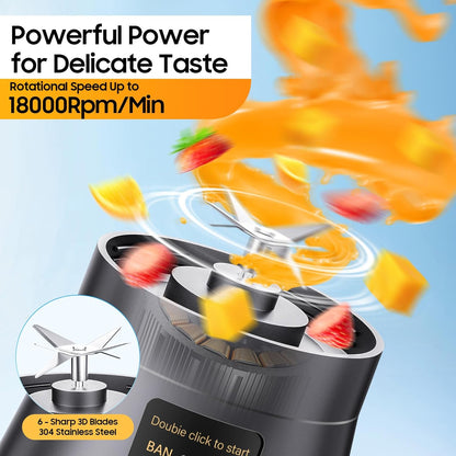 Portable Smoothie Blender Cup – USB Rechargeable 380ML,USB Portable Blender Cup – 6 Blade Smoothie Maker