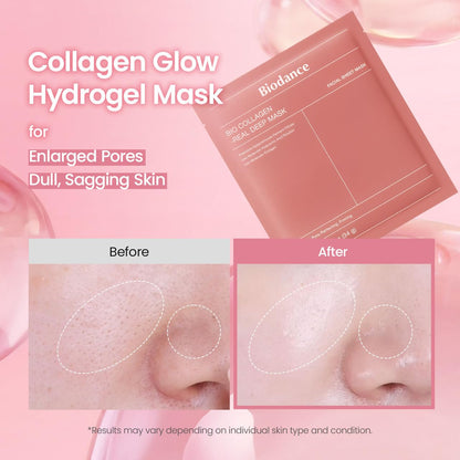 Bio-Collagen Hydrogel Face Mask Set – Overnight Hydrating Treatment, Pore Minimizing & Skin Plumping Formula, Korean-Inspired Skin Care, 4-Pack