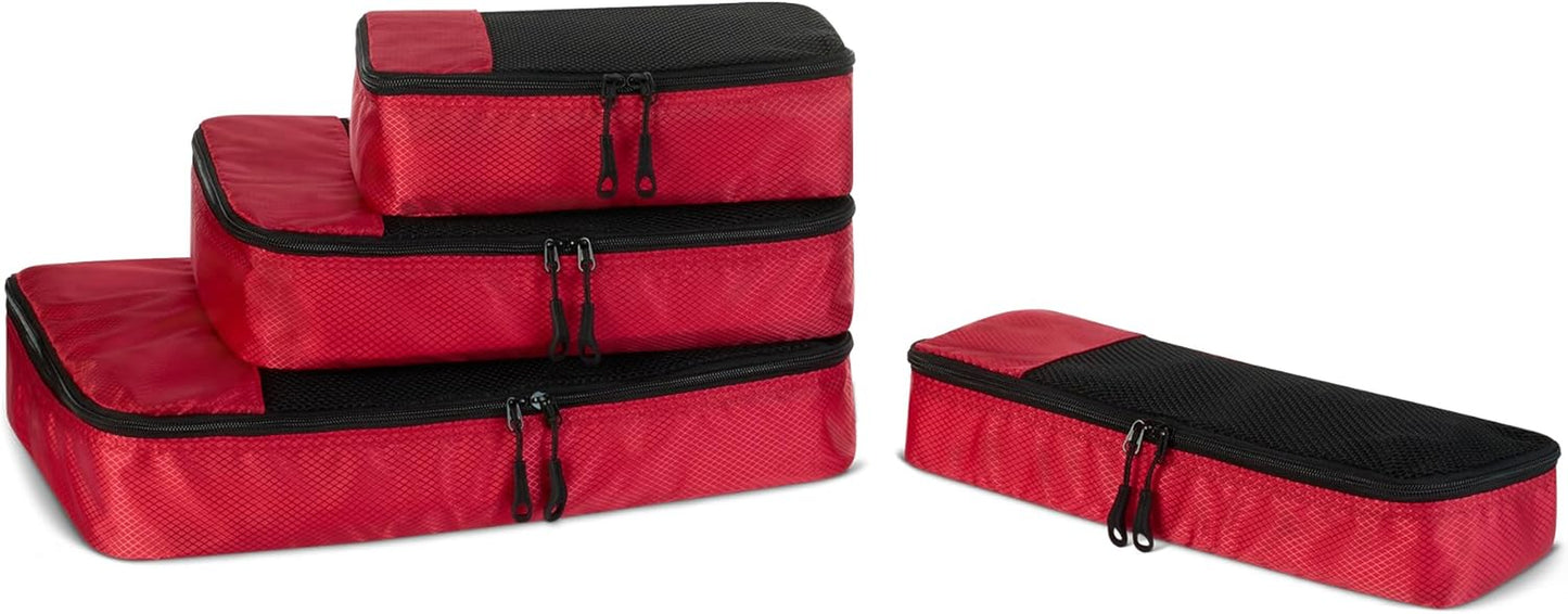 Travel Packing Cubes Set – 4 Piece Luggage Organizer Set (Blue)