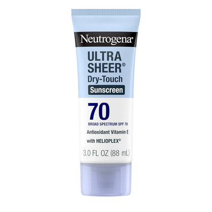 Ultra Sheer SPF 70 Sunscreen Lotion – Broad Spectrum UV Protection, Dry-Touch Matte Finish, Water Resistant, Oil-Free Formula, Travel Size 3 fl oz