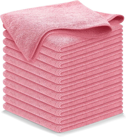 12-Pack Microfiber Cleaning Cloths - Ultra Absorbent, Streak-Free Shine, 1200 Washes - Perfect for Car Cleaning & Home Use!