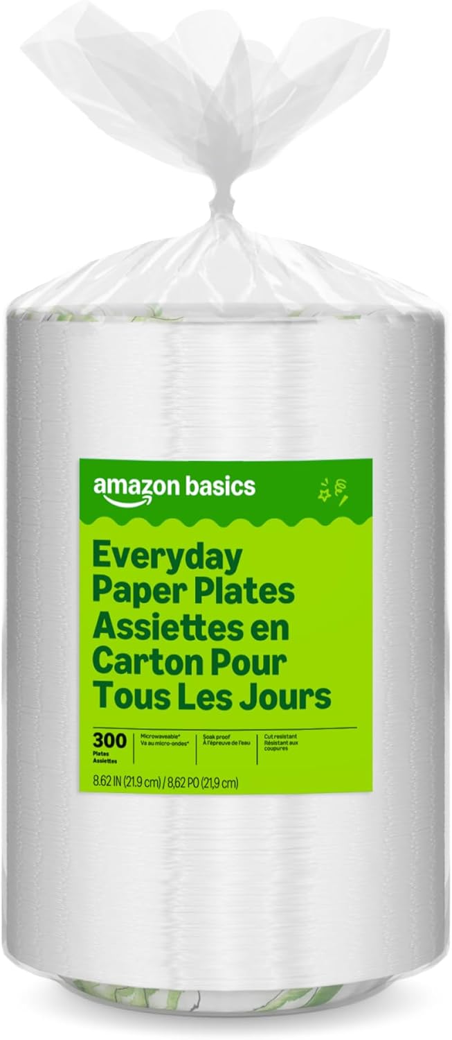 Disposable Paper Plates 100 Count – 8.62” Heavy Duty, Microwave Safe, Soak-Proof & Cut Resistant, Eco-Friendly Party Plates for Dinner, BBQ, Picnic & Everyday Use
