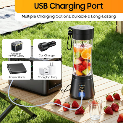 Portable Smoothie Blender Cup – USB Rechargeable 380ML,USB Portable Blender Cup – 6 Blade Smoothie Maker
