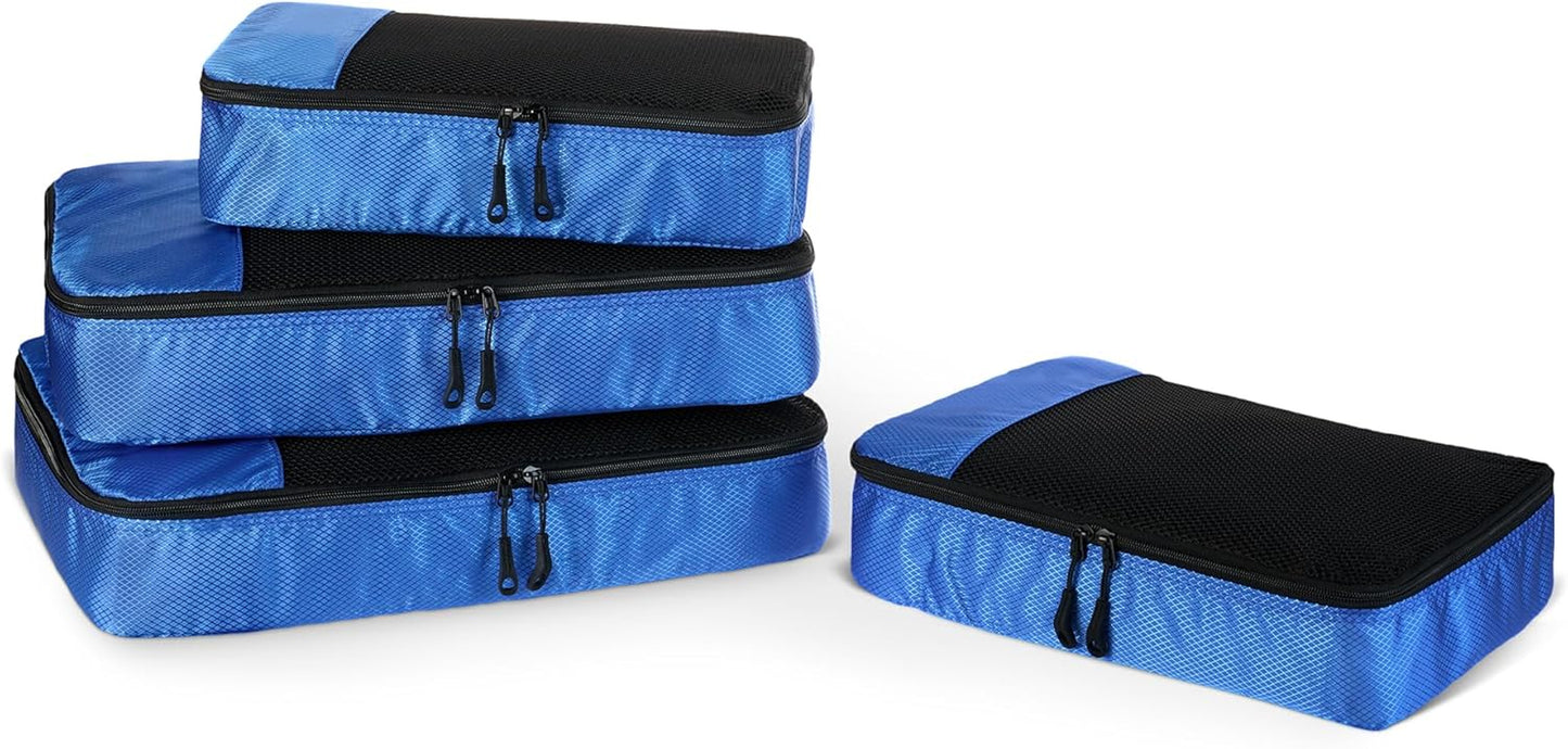 Travel Packing Cubes Set – 4 Piece Luggage Organizer Set (Blue)