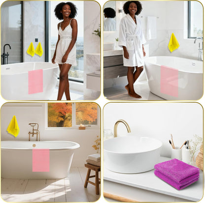 3 Pieces African Bath Sponge African Net Long Net Bath Sponge Exfoliating Shower Body Scrubber Back Scrubber Skin Smoother,Great for Daily Use (Pink,Yellow,Purple)