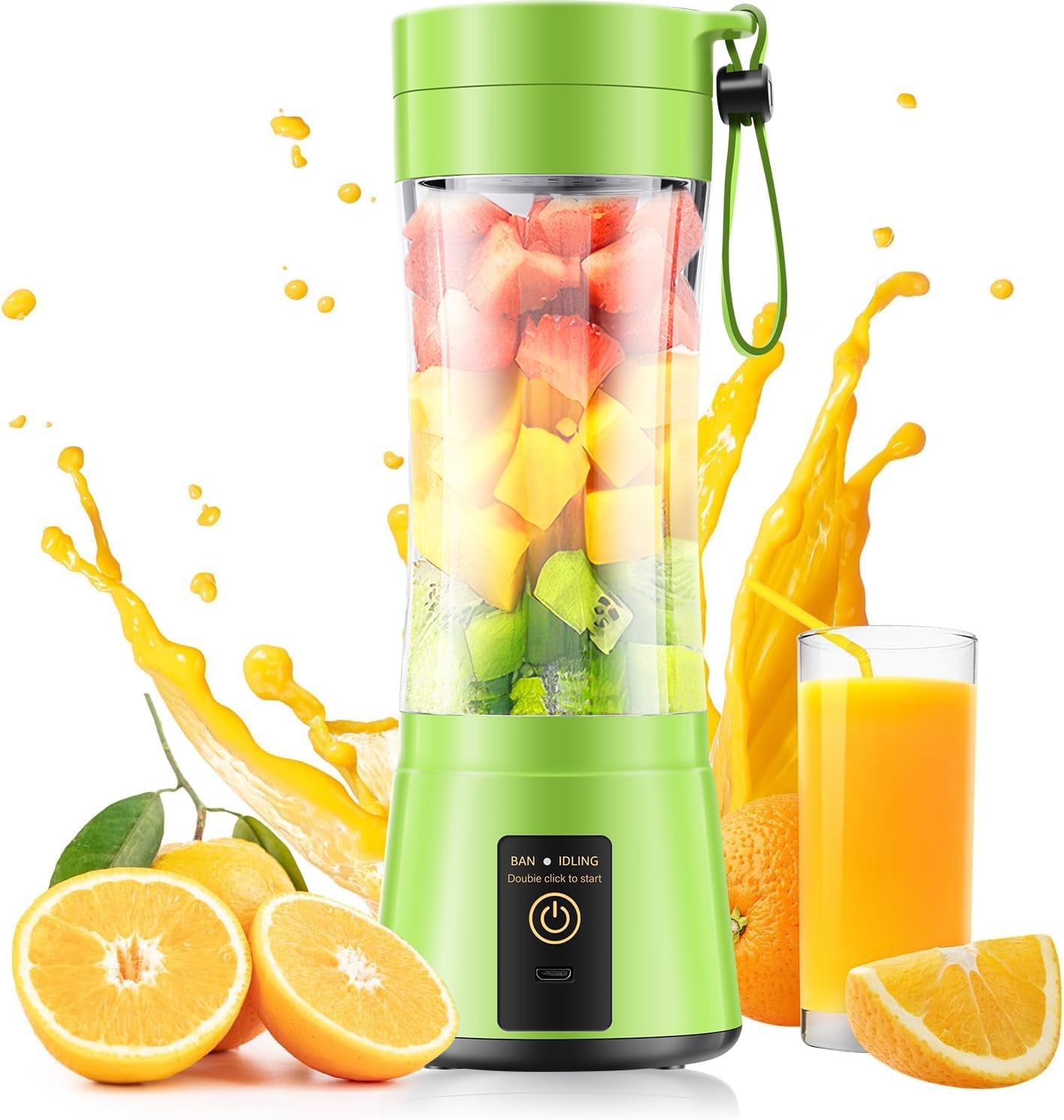 Portable Smoothie Blender Cup – USB Rechargeable 380ML,USB Portable Blender Cup – 6 Blade Smoothie Maker