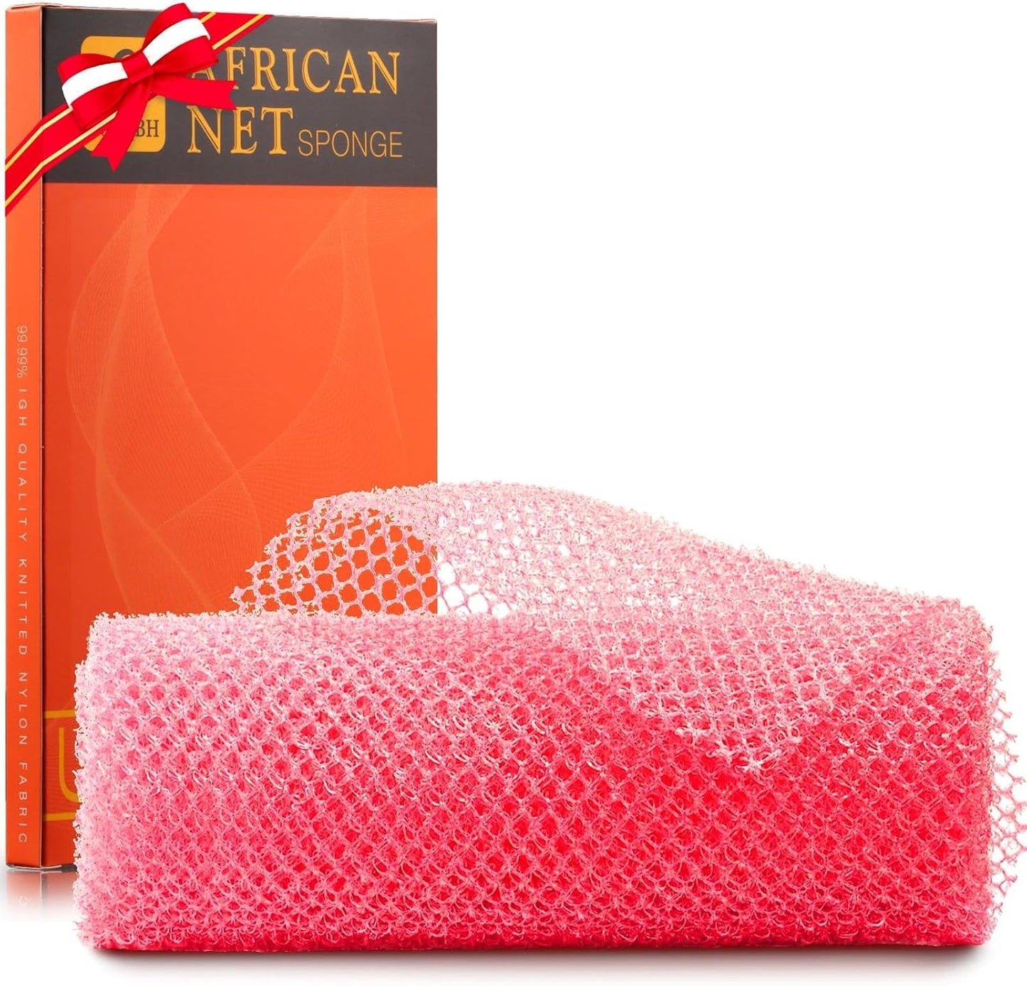 3 Pieces African Bath Sponge African Net Long Net Bath Sponge Exfoliating Shower Body Scrubber Back Scrubber Skin Smoother,Great for Daily Use (Pink,Yellow,Purple)