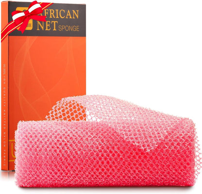 3 Pieces African Bath Sponge African Net Long Net Bath Sponge Exfoliating Shower Body Scrubber Back Scrubber Skin Smoother,Great for Daily Use (Pink,Yellow,Purple)