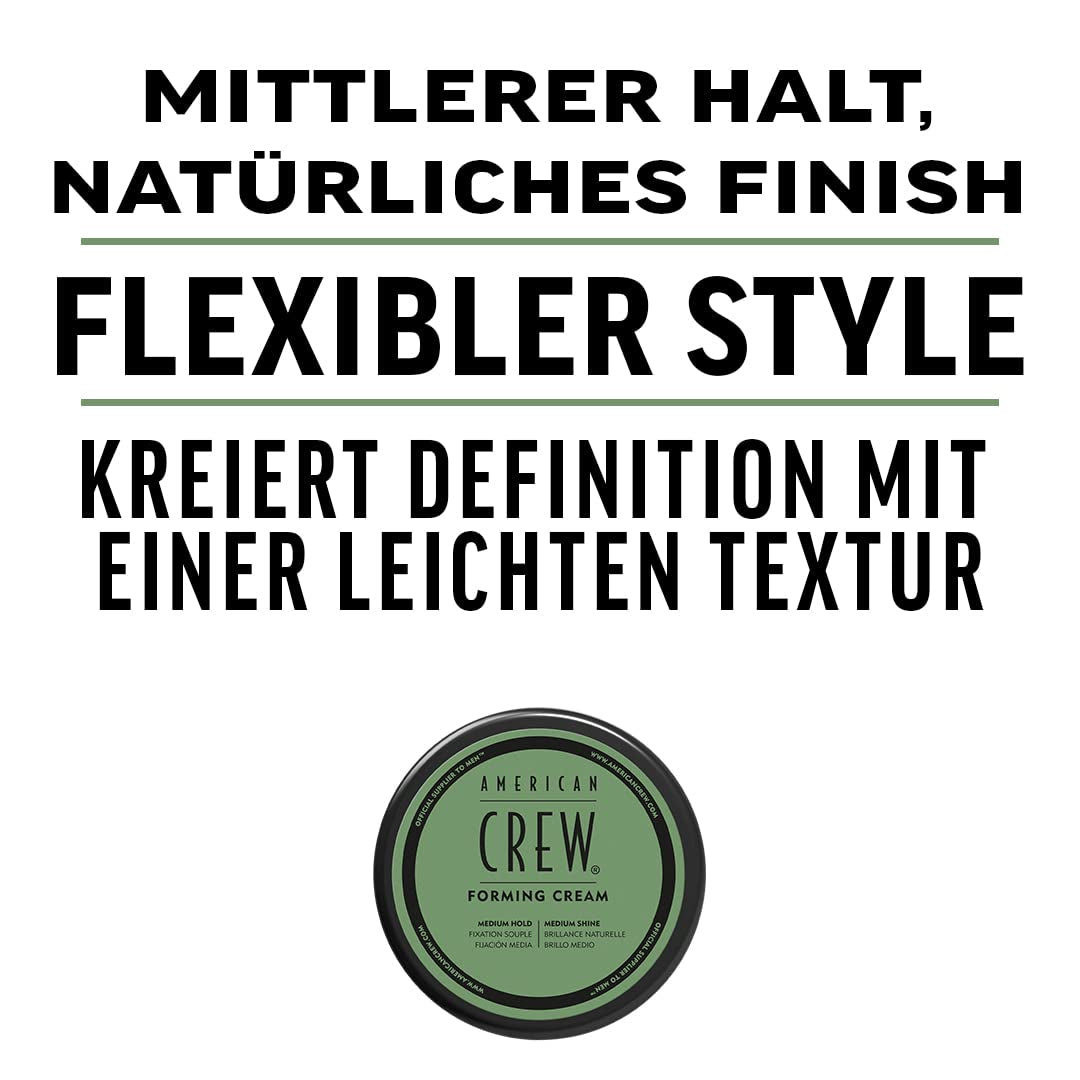 Men’s Hair Forming Cream – Medium Hold & Natural Shine Styling Cream for Thick, Curly & Straight Hair – Non-Greasy Hair Gel Alternative 1– 3 Oz