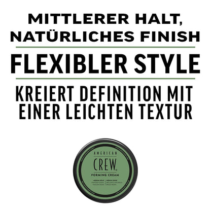 Men’s Hair Forming Cream – Medium Hold & Natural Shine Styling Cream for Thick, Curly & Straight Hair – Non-Greasy Hair Gel Alternative 1– 3 Oz