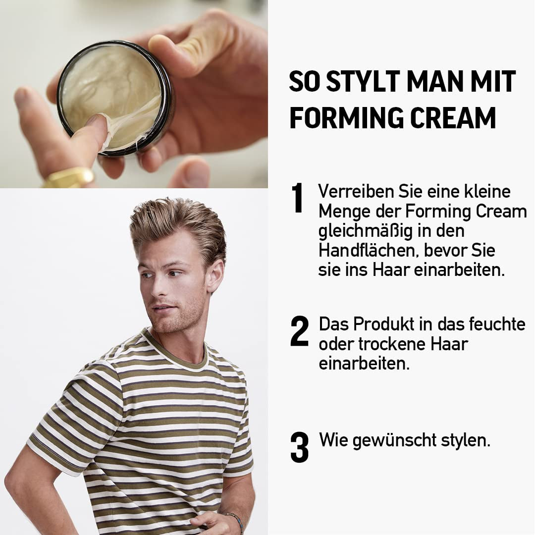 Men’s Hair Forming Cream – Medium Hold & Natural Shine Styling Cream for Thick, Curly & Straight Hair – Non-Greasy Hair Gel Alternative 1– 3 Oz