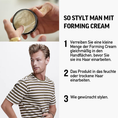 Men’s Hair Forming Cream – Medium Hold & Natural Shine Styling Cream for Thick, Curly & Straight Hair – Non-Greasy Hair Gel Alternative 1– 3 Oz