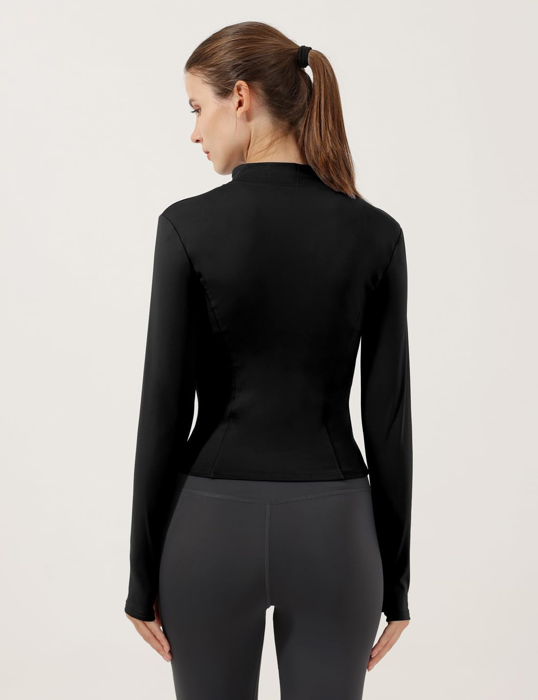 Women's Lightweight Stretchy Full Zip Track Jacket with Thumb Holes - Perfect for Running and Workouts