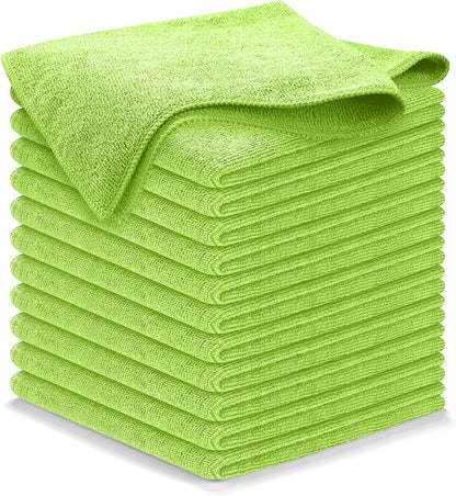 12-Pack Microfiber Cleaning Cloths - Ultra Absorbent, Streak-Free Shine, 1200 Washes - Perfect for Car Cleaning & Home Use!