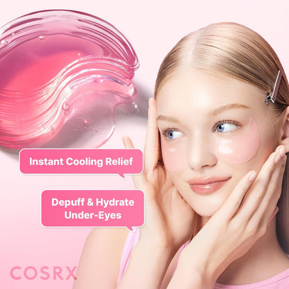 Pink Peptides Collagen Hydrogel Eye Patches – Cooling Under Eye Masks with Peptides & Caffeine for Puffiness, Hydration & Firm-Looking Skin, 60 Count