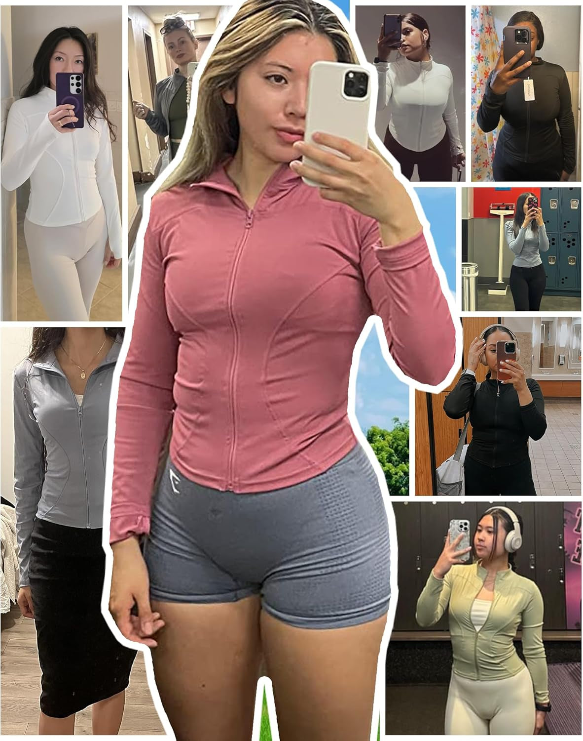 Women's Lightweight Stretchy Full Zip Track Jacket with Thumb Holes - Perfect for Running and Workouts