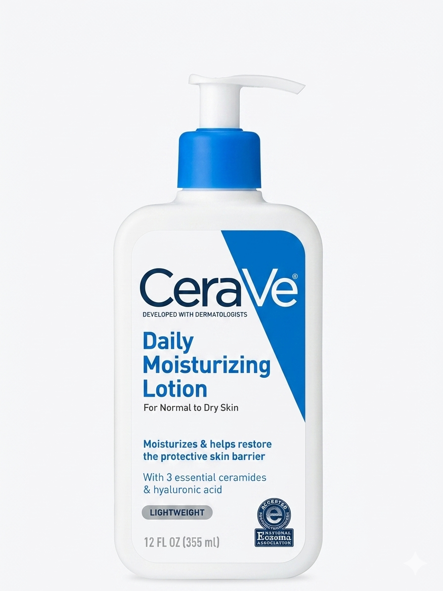 CeraVe Daily Moisturizing Lotion (12 fl oz) – Lightweight Hydrating Body & Face Lotion for Normal to Dry Skin