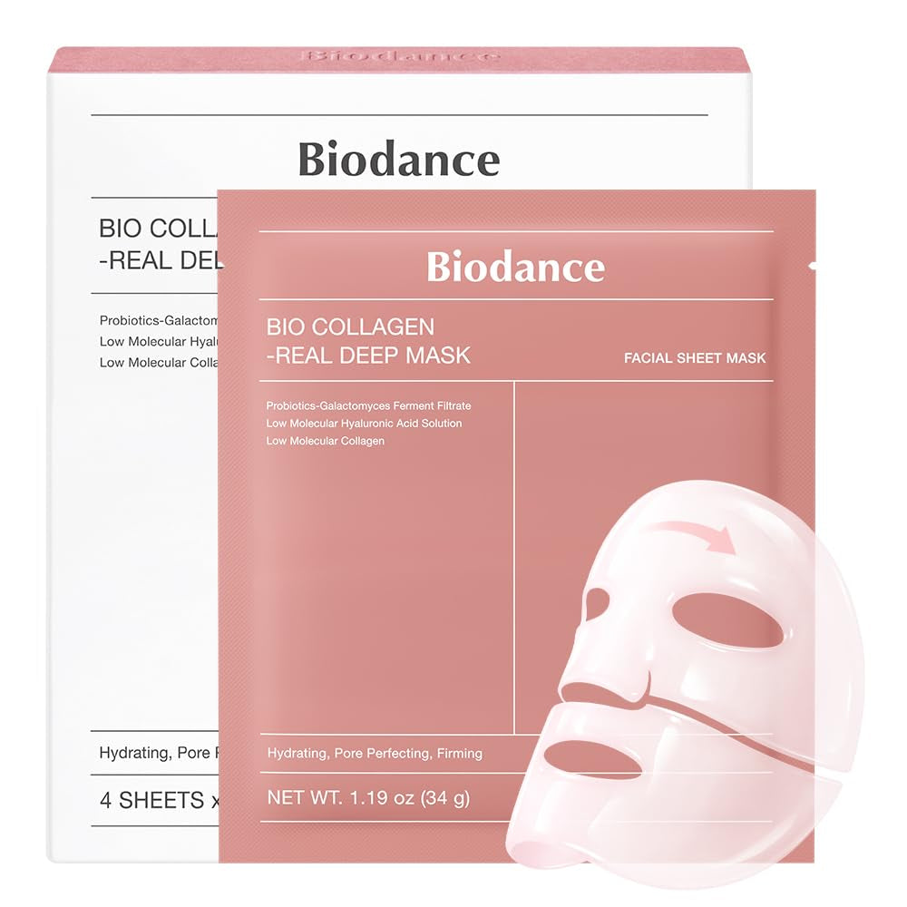 Bio-Collagen Hydrogel Face Mask Set – Overnight Hydrating Treatment, Pore Minimizing & Skin Plumping Formula, Korean-Inspired Skin Care, 4-Pack