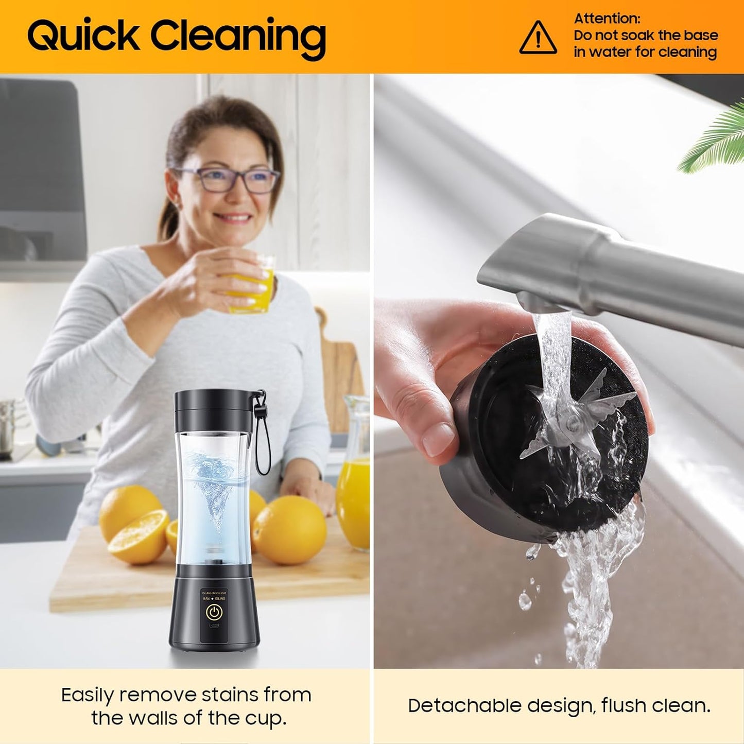 Portable Smoothie Blender Cup – USB Rechargeable 380ML,USB Portable Blender Cup – 6 Blade Smoothie Maker