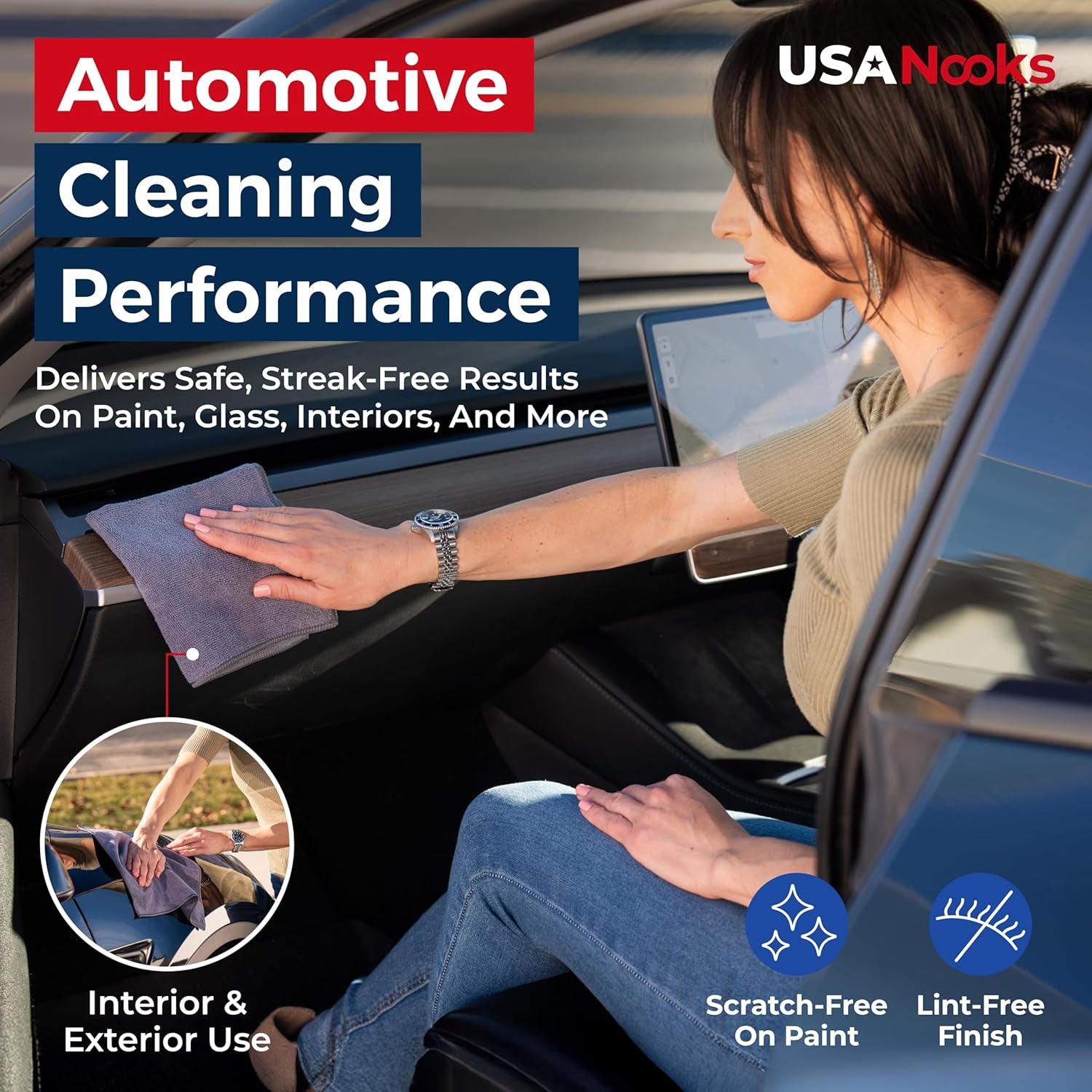 12-Pack Microfiber Cleaning Cloths - Ultra Absorbent, Streak-Free Shine, 1200 Washes - Perfect for Car Cleaning & Home Use!