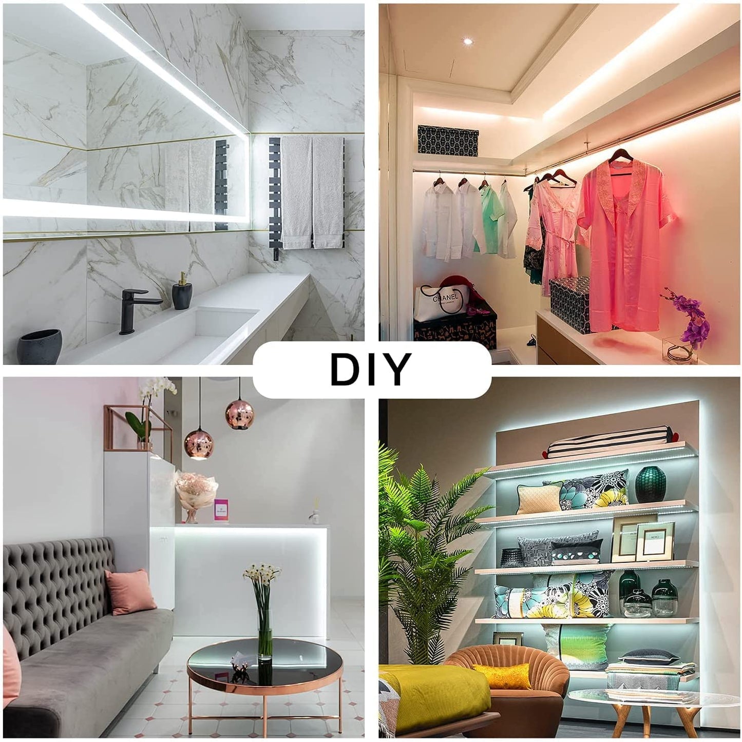 Dimmable 20 Ft White LED Strip Lights - Bright 6500K Rope Lighting for Bedroom, Kitchen & Home Decor (1 Roll)