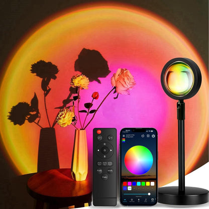 RGB Sunset Lamp Projector – 360° Rotating LED Mood Light for Bedroom & Home Decor