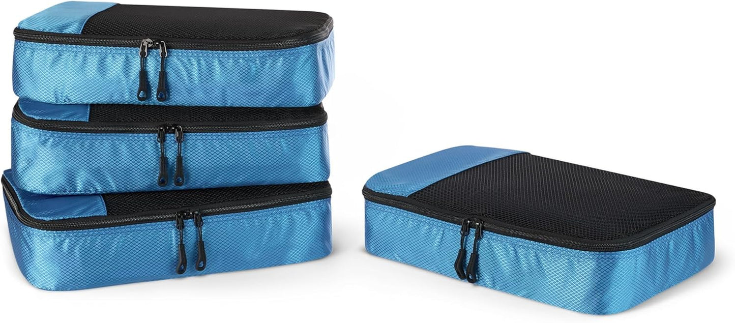 Travel Packing Cubes Set – 4 Piece Luggage Organizer Set (Blue)