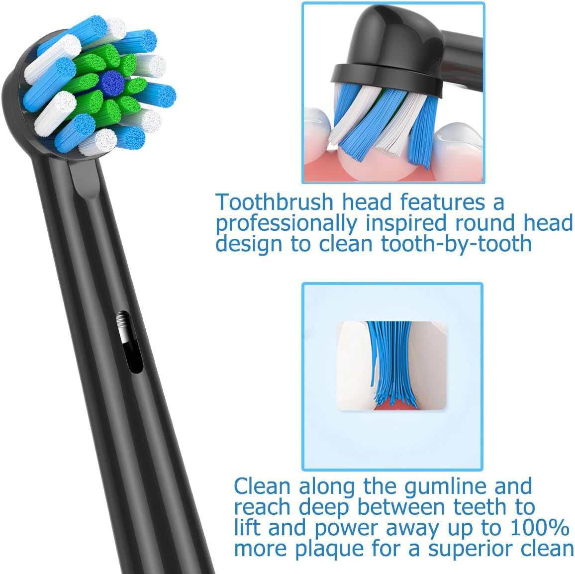 Replacement Brush Heads Fit for Braun Oral b, Compatible with Oral-B Pro 1000/2000/3000/5000/6000 Smart and Genius Electric Toothbrush, 12 Pcs (Black) 