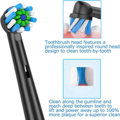 Replacement Brush Heads Fit for Braun Oral b, Compatible with Oral-B Pro 1000/2000/3000/5000/6000 Smart and Genius Electric Toothbrush, 12 Pcs (Black) 