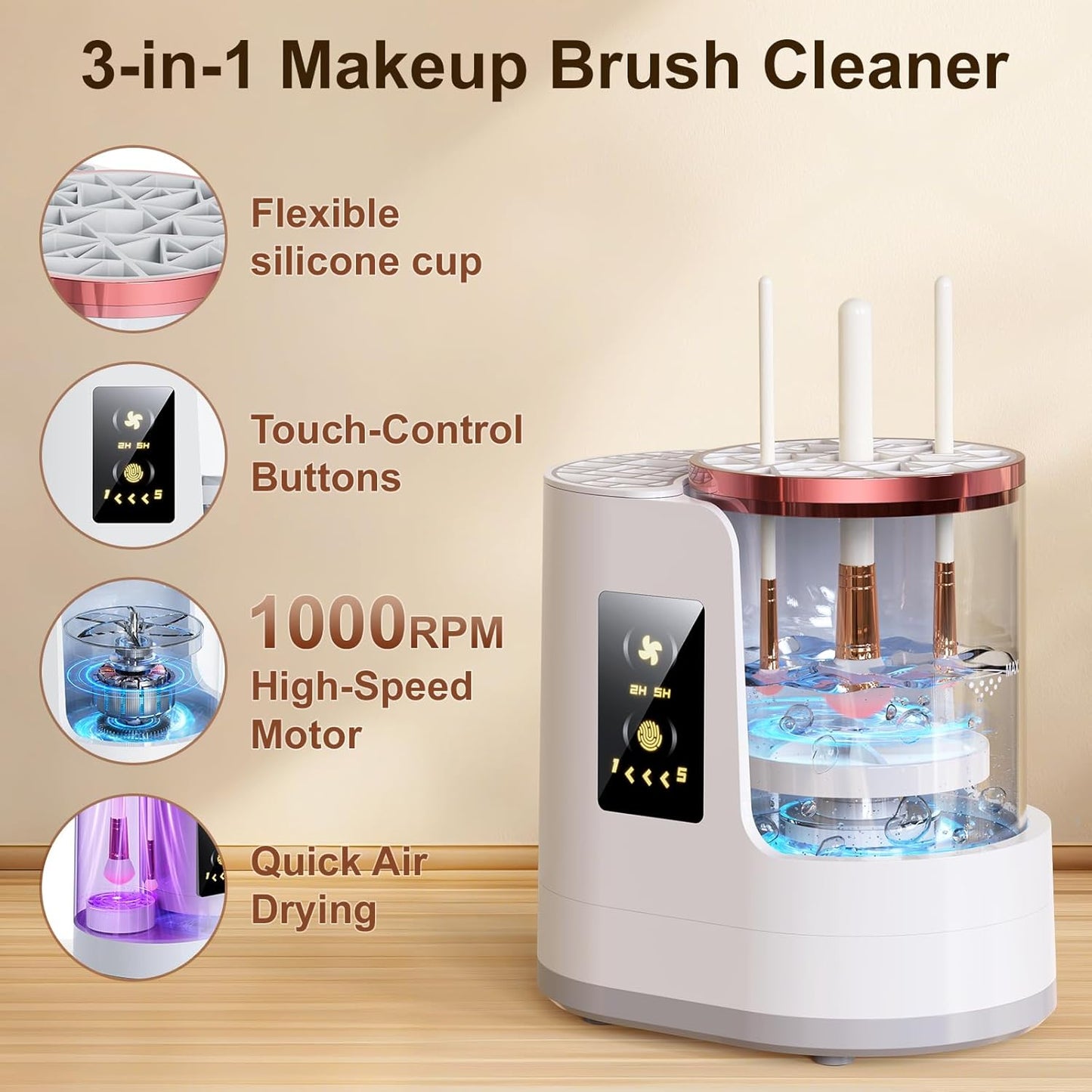 3-in-1 Electric Makeup Brush Cleaner