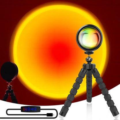 RGB Sunset Lamp Projector – 360° Rotating LED Mood Light for Bedroom & Home Decor