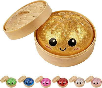 Glitter Dumpling Squishy Mystery Box – Stress Relief Fidget Toy (Golden)