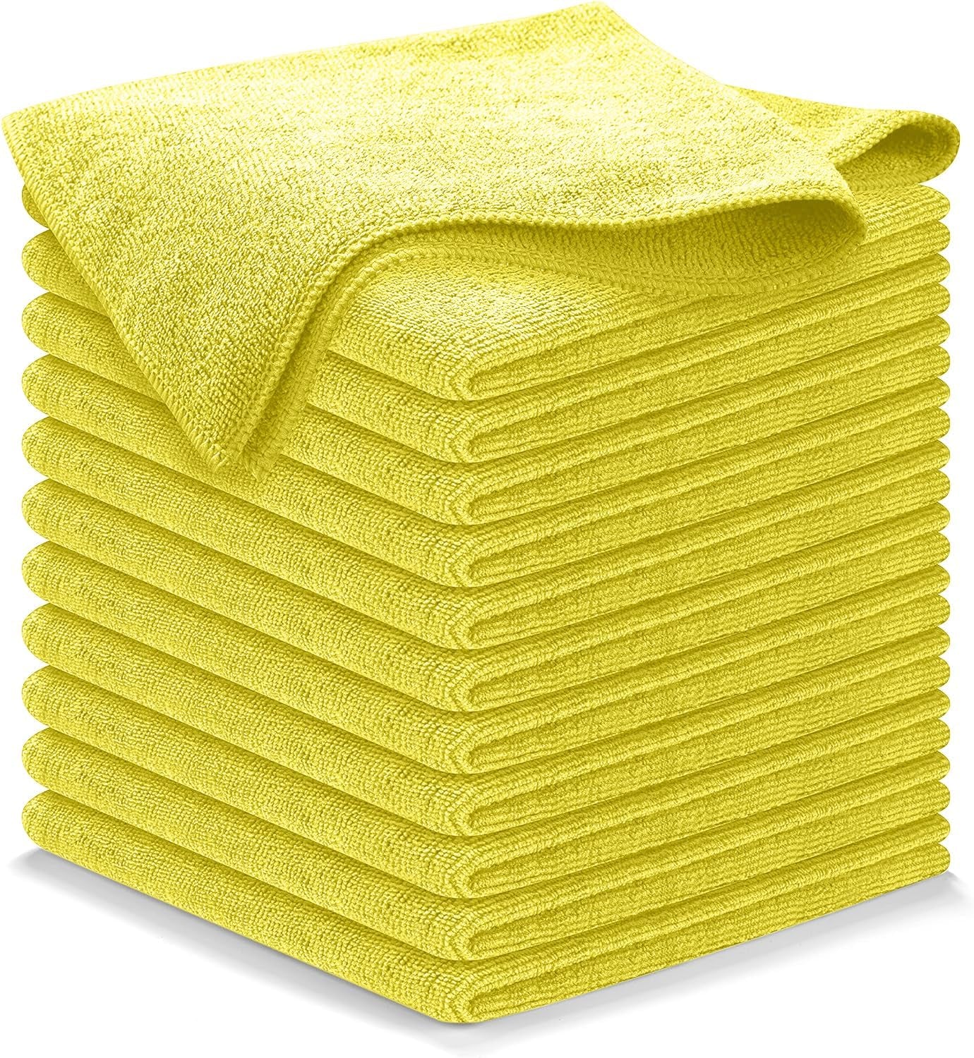 12-Pack Microfiber Cleaning Cloths - Ultra Absorbent, Streak-Free Shine, 1200 Washes - Perfect for Car Cleaning & Home Use!