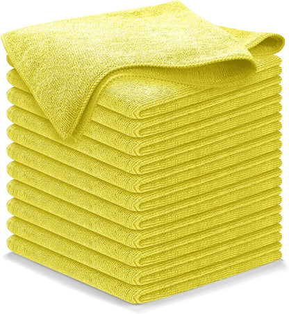 12-Pack Microfiber Cleaning Cloths - Ultra Absorbent, Streak-Free Shine, 1200 Washes - Perfect for Car Cleaning & Home Use!