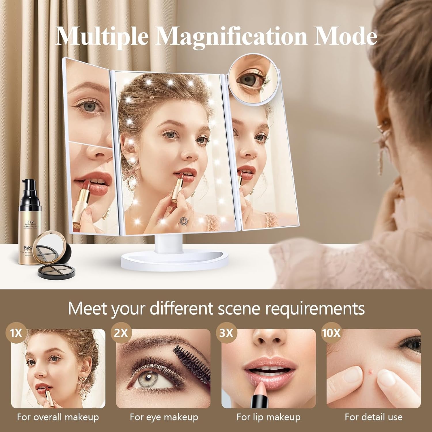LED Vanity Makeup Mirror with Lights & Magnification
