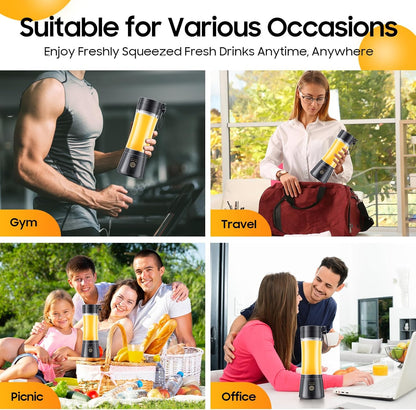 Portable Smoothie Blender Cup – USB Rechargeable 380ML,USB Portable Blender Cup – 6 Blade Smoothie Maker