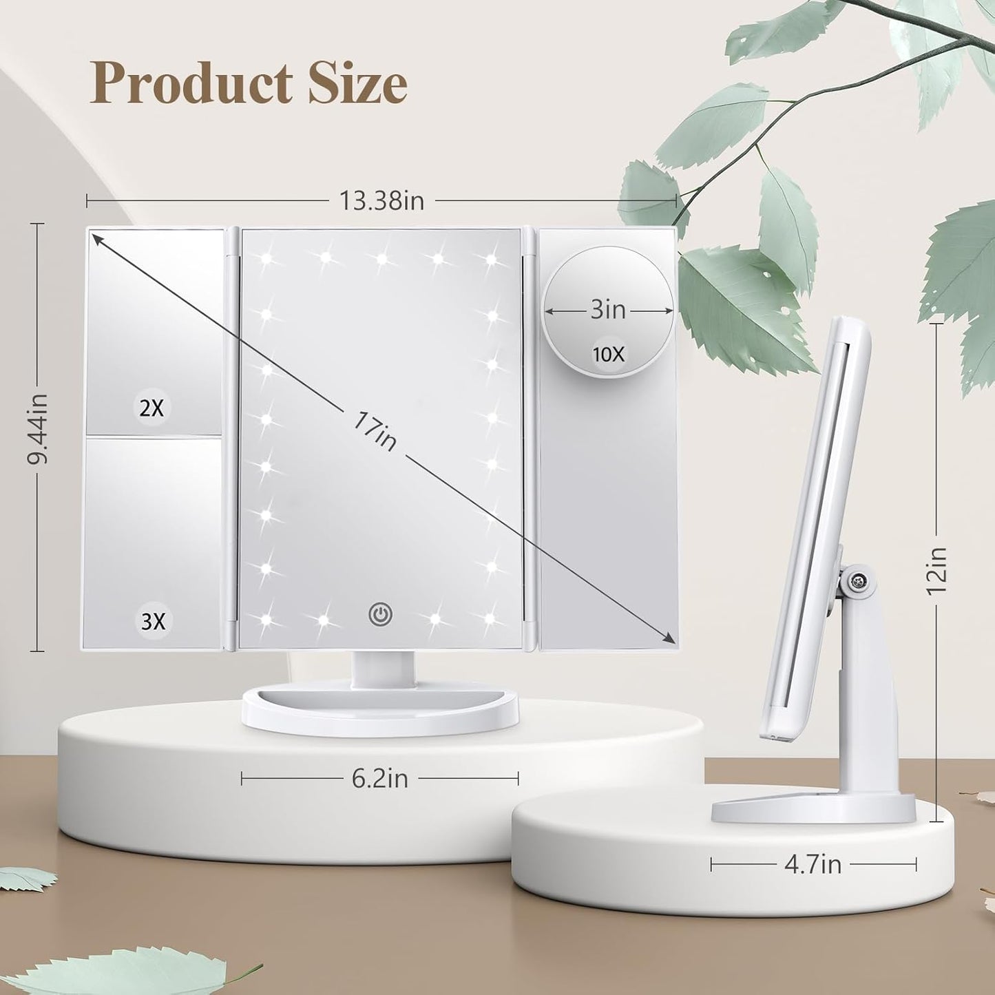 LED Vanity Makeup Mirror with Lights & Magnification