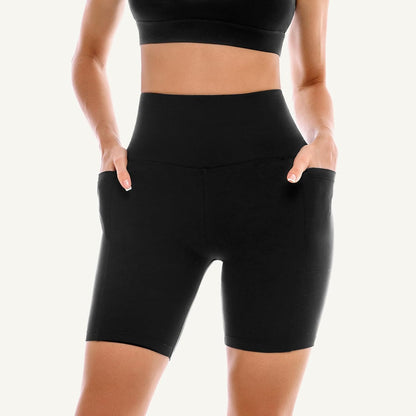 Women's High-Waisted Biker Shorts with Pockets – 2 Pack