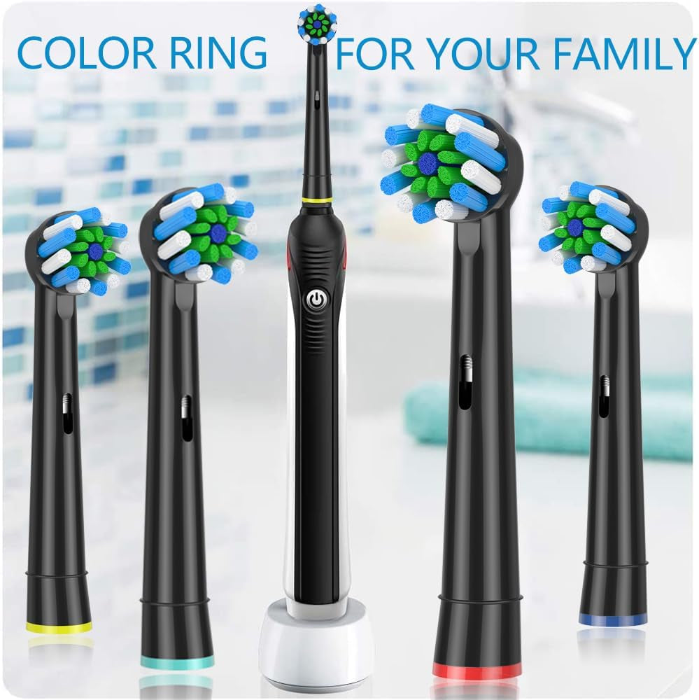 Replacement Brush Heads Fit for Braun Oral b, Compatible with Oral-B Pro 1000/2000/3000/5000/6000 Smart and Genius Electric Toothbrush, 12 Pcs (Black) 